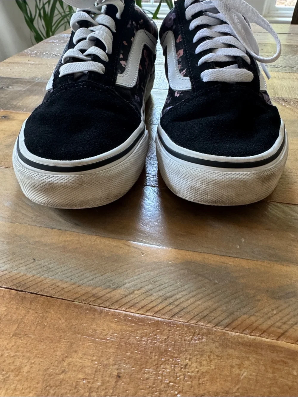 Vans Black Low-Top Sneakers with Pink & Purple Floral Print old skool girls 5